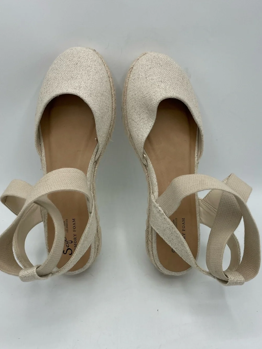 Seychelles Bindy Cream Ankle-Wrap Crisscross Strap Espadrille Sandal.